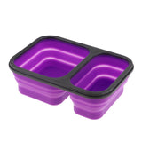 Maxbell 2/3 Comparment Reusable Silicone Bento Lunch Box for Camping Travel Picnic 2 Grid Purple - Aladdin Shoppers