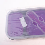 Maxbell 2/3 Comparment Reusable Silicone Bento Lunch Box for Camping Travel Picnic 2 Grid Purple - Aladdin Shoppers