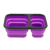 Maxbell 2/3 Comparment Reusable Silicone Bento Lunch Box for Camping Travel Picnic 2 Grid Purple - Aladdin Shoppers