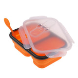 Maxbell 2/3 Comparment Reusable Silicone Bento Lunch Box for Camping Travel Picnic 2 Grid Orange - Aladdin Shoppers