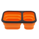 Maxbell 2/3 Comparment Reusable Silicone Bento Lunch Box for Camping Travel Picnic 2 Grid Orange - Aladdin Shoppers