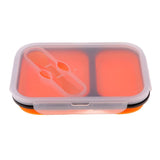 Maxbell 2/3 Comparment Reusable Silicone Bento Lunch Box for Camping Travel Picnic 2 Grid Orange - Aladdin Shoppers