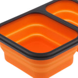 Maxbell 2/3 Comparment Reusable Silicone Bento Lunch Box for Camping Travel Picnic 2 Grid Orange - Aladdin Shoppers