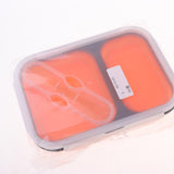 Maxbell 2/3 Comparment Reusable Silicone Bento Lunch Box for Camping Travel Picnic 2 Grid Orange - Aladdin Shoppers