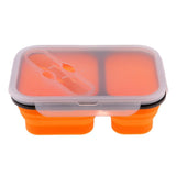 Maxbell 2/3 Comparment Reusable Silicone Bento Lunch Box for Camping Travel Picnic 2 Grid Orange - Aladdin Shoppers