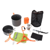 Maxbell Maxbell Camping Cookware Cutlery Set Pot Pan Spoon Wine Opener Stove Canister Stand Orange