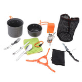 Maxbell Maxbell Camping Cookware Cutlery Set Pot Pan Spoon Wine Opener Stove Canister Stand Orange