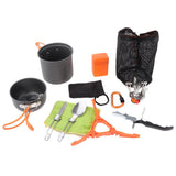 Maxbell Maxbell Camping Cookware Cutlery Set Pot Pan Spoon Wine Opener Stove Canister Stand Orange