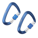 Maxbell Maxbell 2pcs 12KN D Shape Carabiner Screw Lock Clip Keyring Camping Karabiner Blue