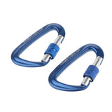 Maxbell Maxbell 2pcs 12KN D Shape Carabiner Screw Lock Clip Keyring Camping Karabiner Blue