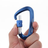 Maxbell Maxbell 2pcs 12KN D Shape Carabiner Screw Lock Clip Keyring Camping Karabiner Blue