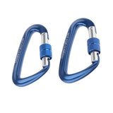 Maxbell Maxbell 2pcs 12KN D Shape Carabiner Screw Lock Clip Keyring Camping Karabiner Blue
