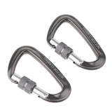 Maxbell Maxbell 2pcs 12KN D Shape Carabiner Screw Lock Clip Keyring Camping Karabiner Gray
