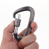 Maxbell Maxbell 2pcs 12KN D Shape Carabiner Screw Lock Clip Keyring Camping Karabiner Gray