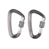 Maxbell Maxbell 2pcs 12KN D Shape Carabiner Screw Lock Clip Keyring Camping Karabiner Gray