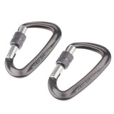 Maxbell Maxbell 2pcs 12KN D Shape Carabiner Screw Lock Clip Keyring Camping Karabiner Gray