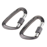Maxbell Maxbell 2pcs 12KN D Shape Carabiner Screw Lock Clip Keyring Camping Karabiner Gray