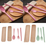 Maxbell Travel Cutlery Set Wheat Straw Spoon Fork Chopsticks with Case Box Green - Aladdin Shoppers