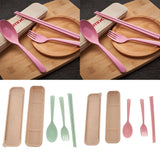 Maxbell Travel Cutlery Set Wheat Straw Spoon Fork Chopsticks with Case Box Green - Aladdin Shoppers