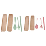 Maxbell Travel Cutlery Set Wheat Straw Spoon Fork Chopsticks with Case Box Green - Aladdin Shoppers