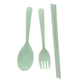 Maxbell Travel Cutlery Set Wheat Straw Spoon Fork Chopsticks with Case Box Green - Aladdin Shoppers