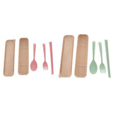Maxbell Travel Cutlery Set Wheat Straw Spoon Fork Chopsticks with Case Box Green - Aladdin Shoppers