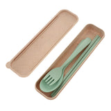 Maxbell Travel Cutlery Set Wheat Straw Spoon Fork Chopsticks with Case Box Green - Aladdin Shoppers