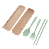 Maxbell Travel Cutlery Set Wheat Straw Spoon Fork Chopsticks with Case Box Green - Aladdin Shoppers