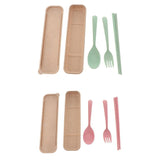 Maxbell Travel Cutlery Set Wheat Straw Spoon Fork Chopsticks with Case Box Green - Aladdin Shoppers