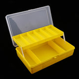 Maxbell 2-Tray Fishing Tackle Box Bait Lure Storage Container Yellow 25.6x15.8x7.5cm