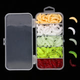 Maxbell 4x125Pcs Fishing Lure Maggot Grub Soft Lure Baits False Worms Beige