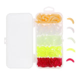 Maxbell 4x125Pcs Fishing Lure Maggot Grub Soft Lure Baits False Worms Beige