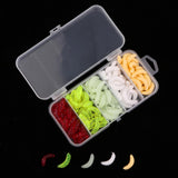 Maxbell 4x125Pcs Fishing Lure Maggot Grub Soft Lure Baits False Worms Beige