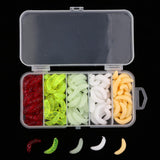 Maxbell 4x125Pcs Fishing Lure Maggot Grub Soft Lure Baits False Worms Beige