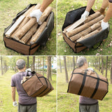 Maxbell Maxbell Large Firewood Log Carrier Tote Bag for Fireplace & Stoves Brown