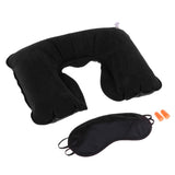 Maxbell Maxbell 3in1 Travel Office Set Sleeping Eye Mask Patch Pillow Ear Plugs Black