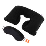 Maxbell Maxbell 3in1 Travel Office Set Sleeping Eye Mask Patch Pillow Ear Plugs Black