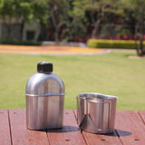 Maxbell Maxbell Outdoor Camping Stainless Steel Military 1L Kettle and 0.6L Water Cup Set