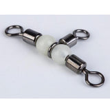 Maxbell Maxbell 50 Pieces/Box Luminous Beads 3-Way Rolling Barrel T Swivels Fishing Tackles