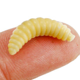 Maxbell 3x100 Pieces/Set Fishing Soft Grub Worm Bread Bug Maggots Lures Baits Beige