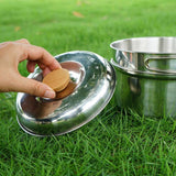 Maxbell Maxbell Stainless Steel Cookware Set with Lid and Folding Handles for Camping Hiking
