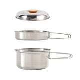 Maxbell Maxbell Stainless Steel Cookware Set with Lid and Folding Handles for Camping Hiking