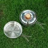 Maxbell Maxbell Stainless Steel Cookware Set with Lid and Folding Handles for Camping Hiking