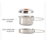 Maxbell Maxbell Stainless Steel Cookware Set with Lid and Folding Handles for Camping Hiking