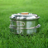 Maxbell Maxbell Stainless Steel Cookware Set with Lid and Folding Handles for Camping Hiking