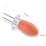 Maxbell 4 Pieces Outdoor Barbecue Skewer Corn Cob Needle Fruit Fork Holder Orange