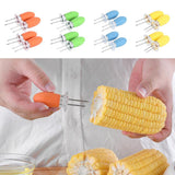 Maxbell 4 Pieces Outdoor Barbecue Skewer Corn Cob Needle Fruit Fork Holder Orange