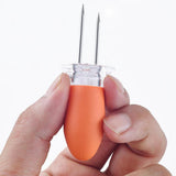Maxbell 4 Pieces Outdoor Barbecue Skewer Corn Cob Needle Fruit Fork Holder Orange
