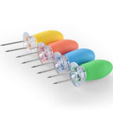 Maxbell 4 Pieces Outdoor Barbecue Skewer Corn Cob Needle Fruit Fork Holder Orange