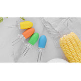 Maxbell 4 Pieces Outdoor Barbecue Skewer Corn Cob Needle Fruit Fork Holder Orange